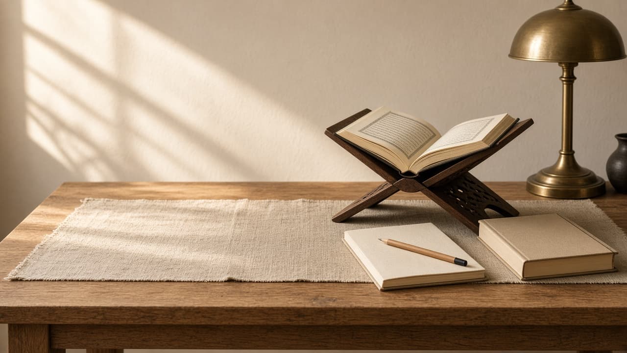 Open Quran and study materials arranged for Quran understanding