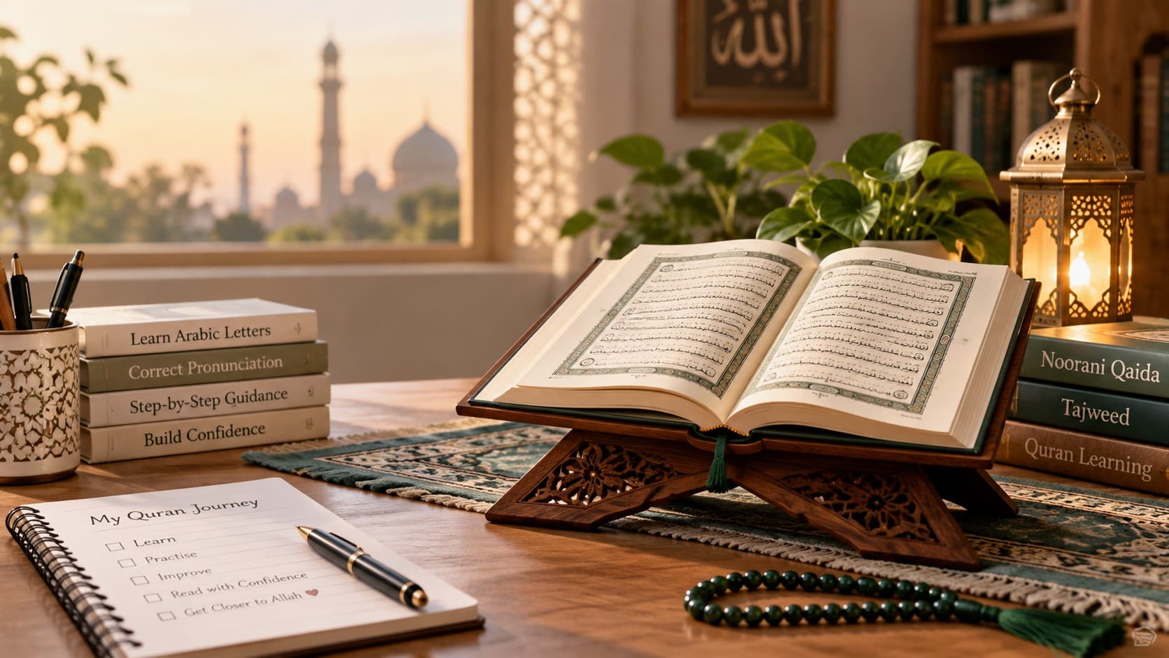 Quran and study materials for learning Quran reading