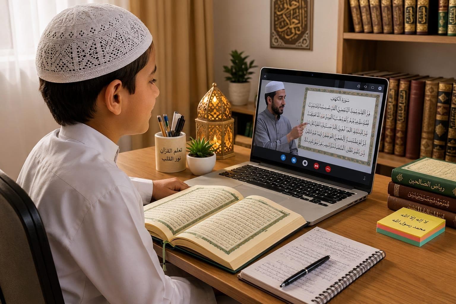 Beginner learning through an online Quran class